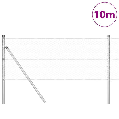 Fence with Posts Silver 0.6 x 10 m PVC-coated steel