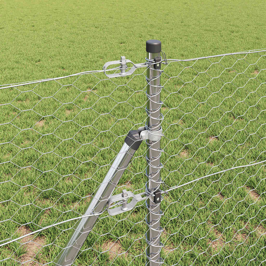 Fence with Posts Silver 0.6 x 10 m PVC-coated steel