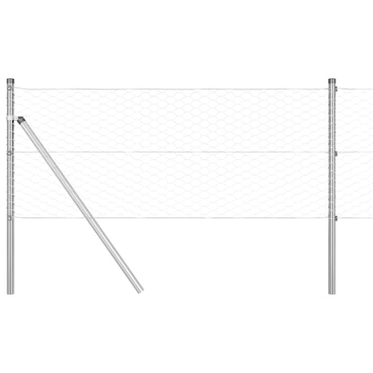 Fence with Posts Silver 0.6 x 10 m PVC-coated steel