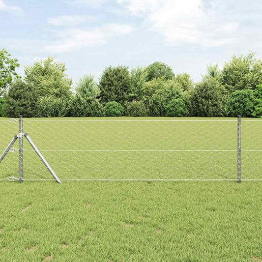 Fence with Posts Silver 0.6 x 10 m PVC-coated steel
