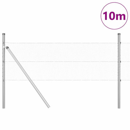 Fence with Posts Silver 0.8 x 10 m PVC-coated steel