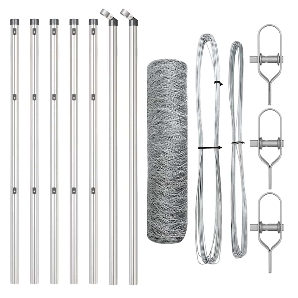 Fence with Posts Silver 0.8 x 10 m PVC-coated steel