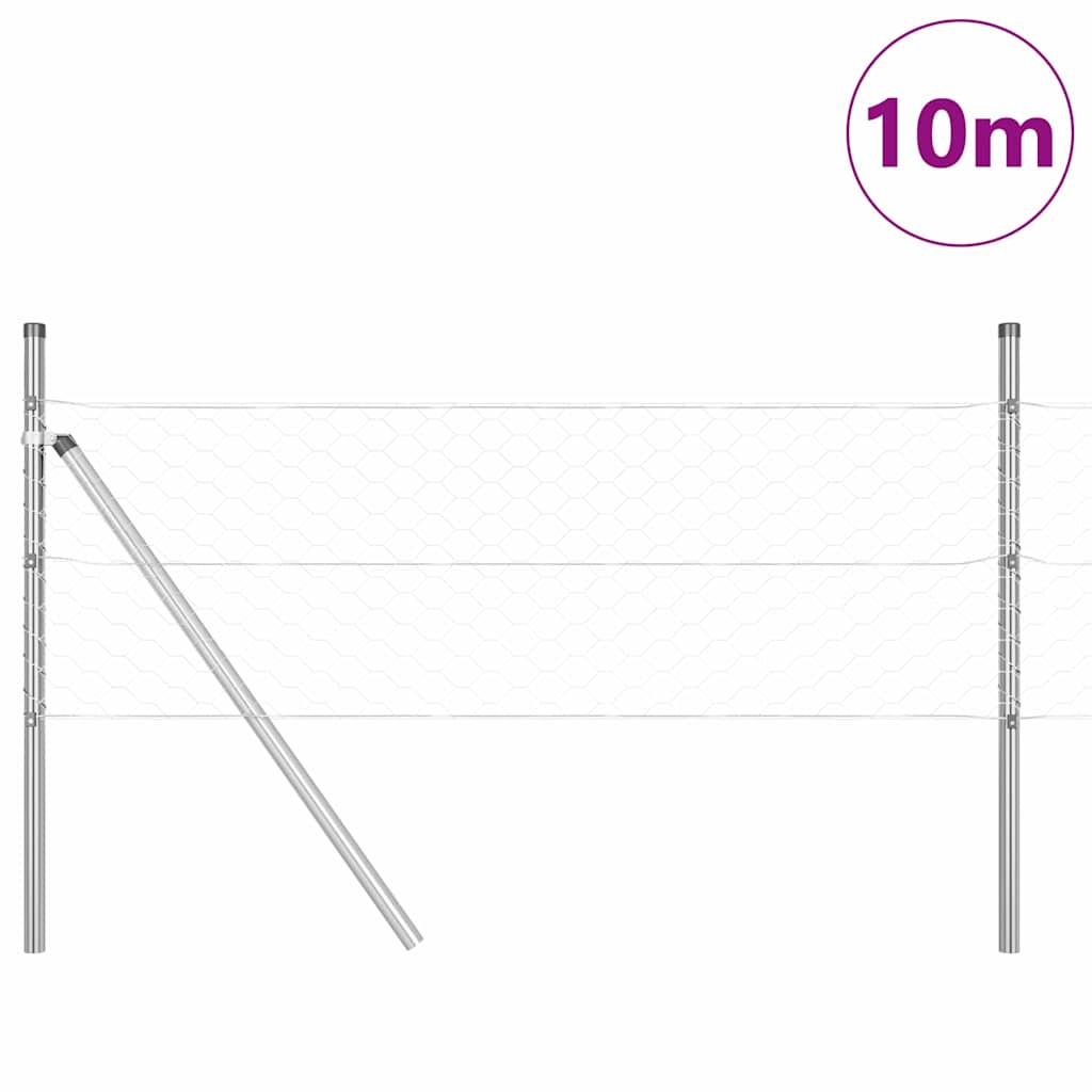 Fence with Posts Silver 0.8 x 10 m PVC-coated steel