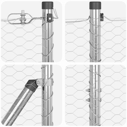 Fence with Posts Silver 1 x 10 m PVC-coated steel