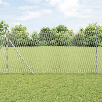 Fence with Posts Silver 1 x 10 m PVC-coated steel