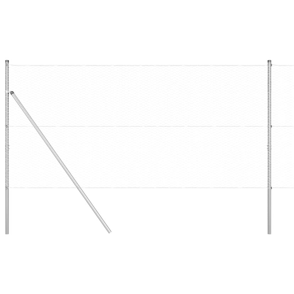 Fence with Posts Silver 1 x 10 m PVC-coated steel