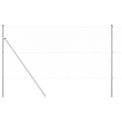 Fence with Posts Silver 1 x 10 m PVC-coated steel