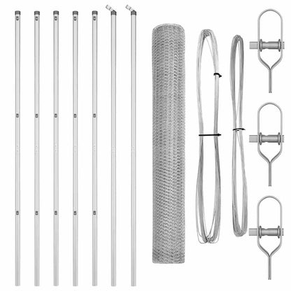 Fence with Posts Silver 1 x 10 m PVC-coated steel