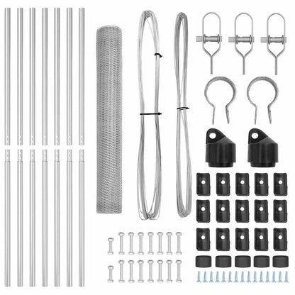 Fence with Posts Silver 1 x 10 m PVC-coated steel