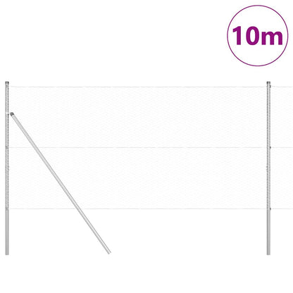Fence with Posts Silver 1 x 10 m PVC-coated steel