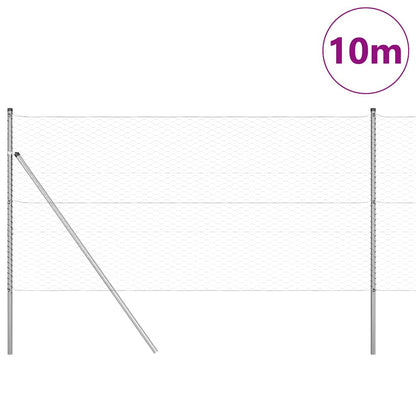 Fence with Posts Silver 1.2 x 10 m PVC-coated steel