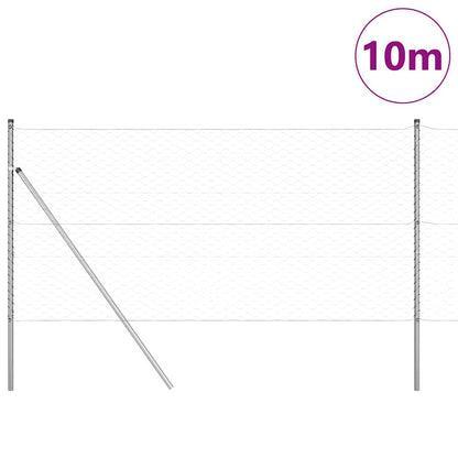 Fence with Posts Silver 1.4 x 10 m PVC-coated steel