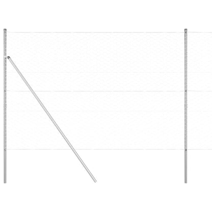 Fence with Posts Silver 1.5 x 10 m PVC-coated steel