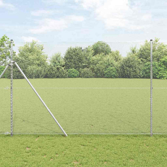 Fence with Posts Silver 1.6 x 10 m PVC-coated steel