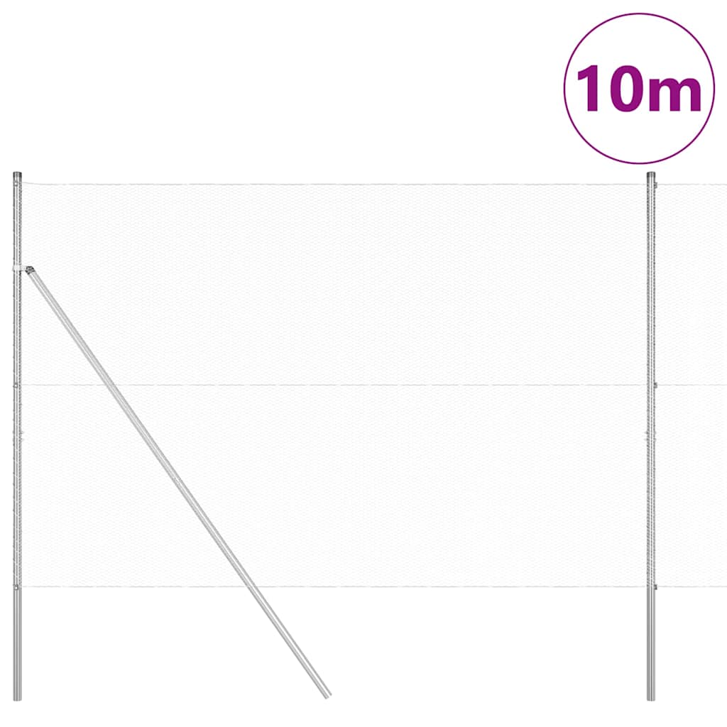 Fence with Posts Silver 1.6 x 10 m PVC-coated steel