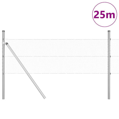 Fence with Posts Silver 0.4 x 25 m PVC-coated steel