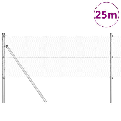Fence with Posts Silver 0.6 x 25 m PVC-coated steel