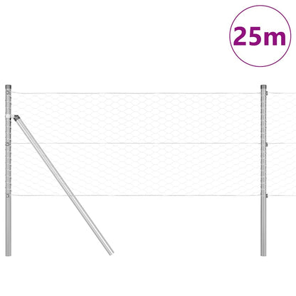 Fence with Posts Silver 0.6 x 25 m PVC-coated steel