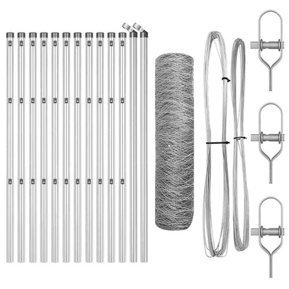 Fence with Posts Silver 0.8 x 25 m PVC-coated steel