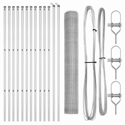 Fence with Posts Silver 1 x 25 m PVC-coated steel