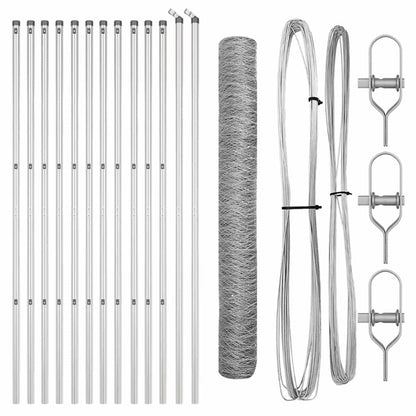 Fence with Posts Silver 1 x 25 m PVC-coated steel
