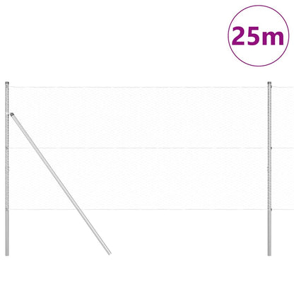 Fence with Posts Silver 1.2 x 25 m PVC-coated steel