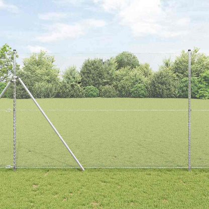 Fence with Posts Silver 1.5 x 25 m PVC-coated steel
