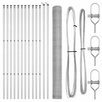 Fence with Posts Silver 1.5 x 25 m PVC-coated steel