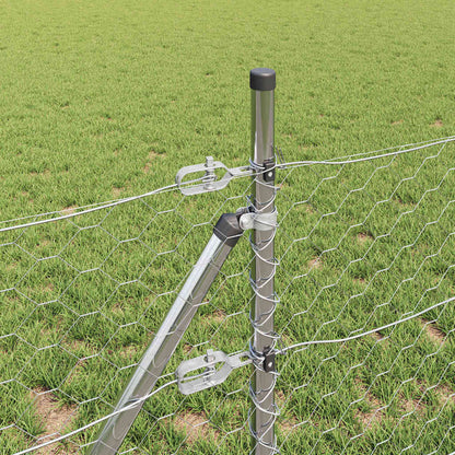 Fence with Posts Silver 0.5 x 50 m PVC-coated steel