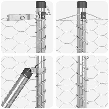 Fence with Posts Silver 0.8 x 50 m PVC-coated steel