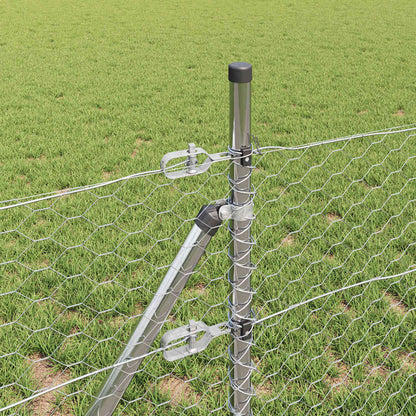 Fence with Posts Silver 0.8 x 50 m PVC-coated steel