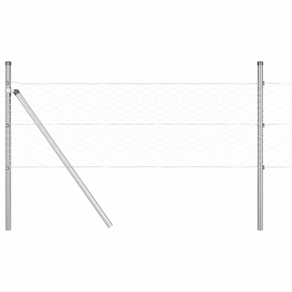 Fence with Posts Silver 0.8 x 50 m PVC-coated steel