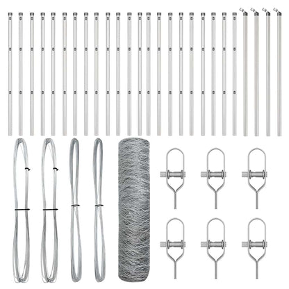 Fence with Posts Silver 0.8 x 50 m PVC-coated steel