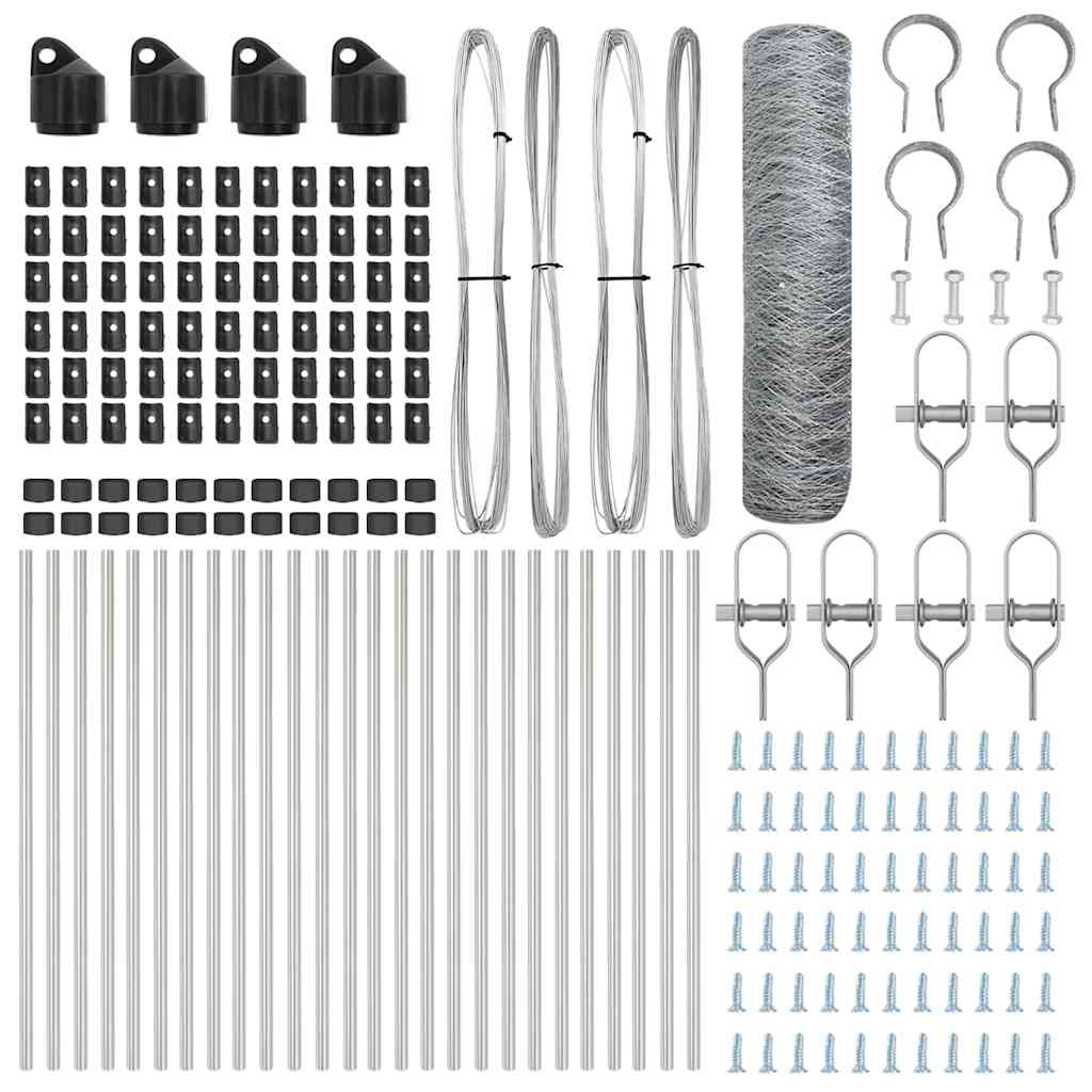 Fence with Posts Silver 0.8 x 50 m PVC-coated steel