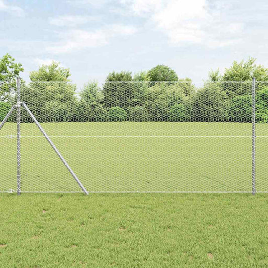Fence with Posts Silver 1 x 50 m PVC-coated steel