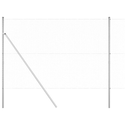 Fence with Posts Silver 1.5 x 50 m PVC-coated steel