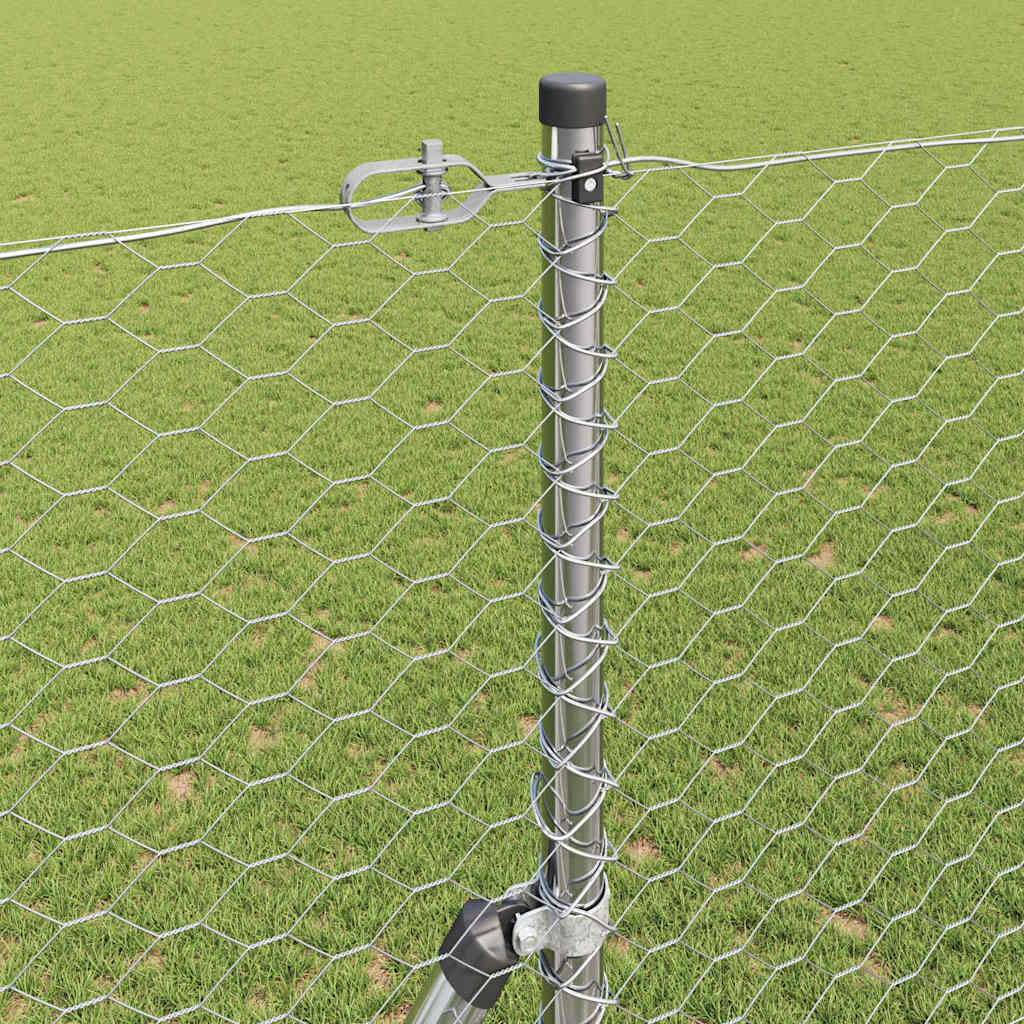 Fence with Posts Silver 1.6 x 50 m PVC-coated steel