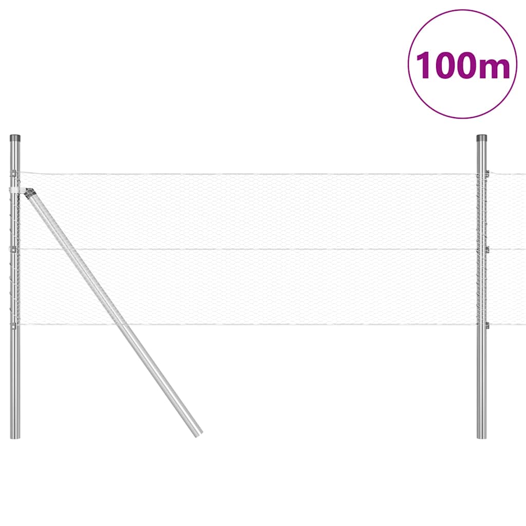 Fence with Posts Silver 0.4 x 100 m PVC-coated steel