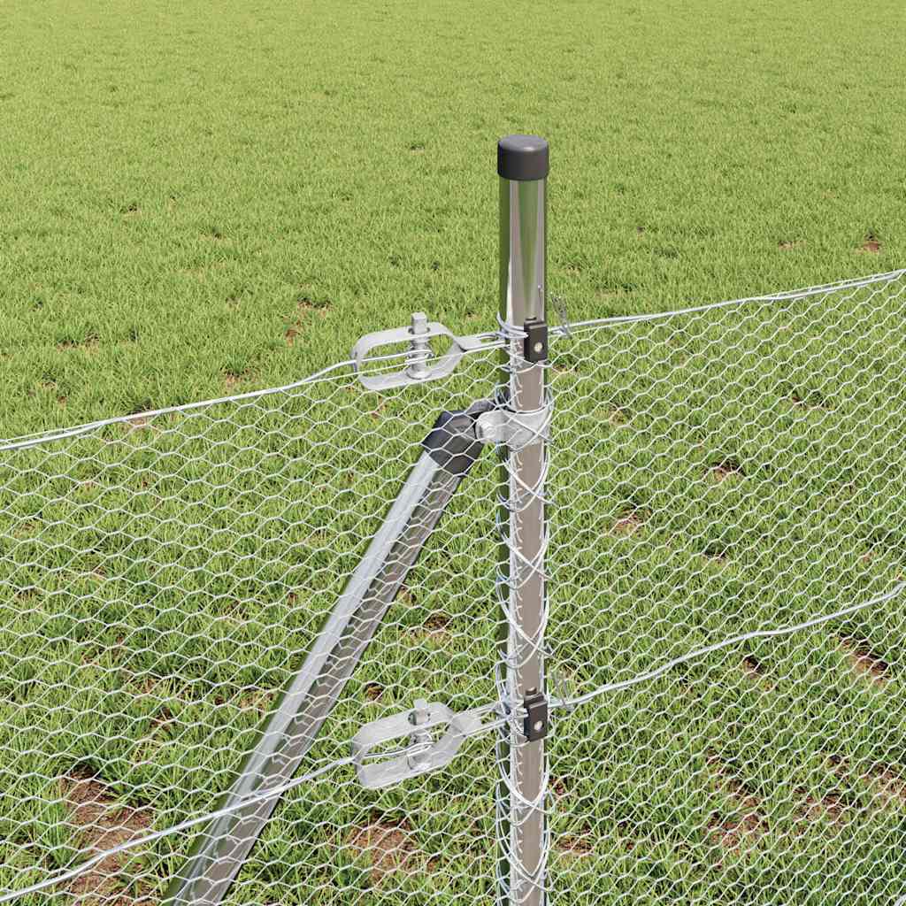 Fence with Posts Silver 0.6 x 100 m PVC-coated steel