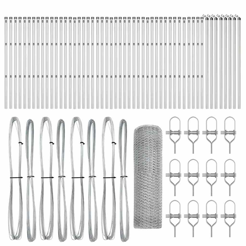 Fence with Posts Silver 0.6 x 100 m PVC-coated steel