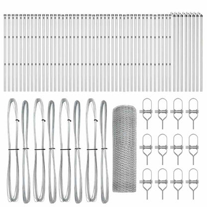 Fence with Posts Silver 0.6 x 100 m PVC-coated steel