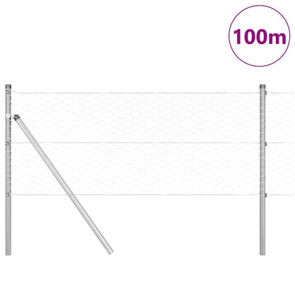 Fence with Posts Silver 0.6 x 100 m PVC-coated steel