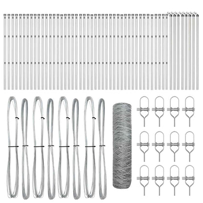 Fence with Posts Silver 0.8 x 100 m PVC-coated steel