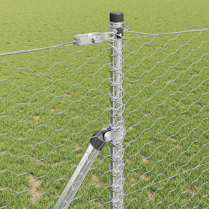 Fence with Posts Silver 1 x 100 m PVC-coated steel
