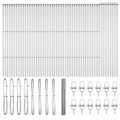Fence with Posts Silver 1 x 100 m PVC-coated steel
