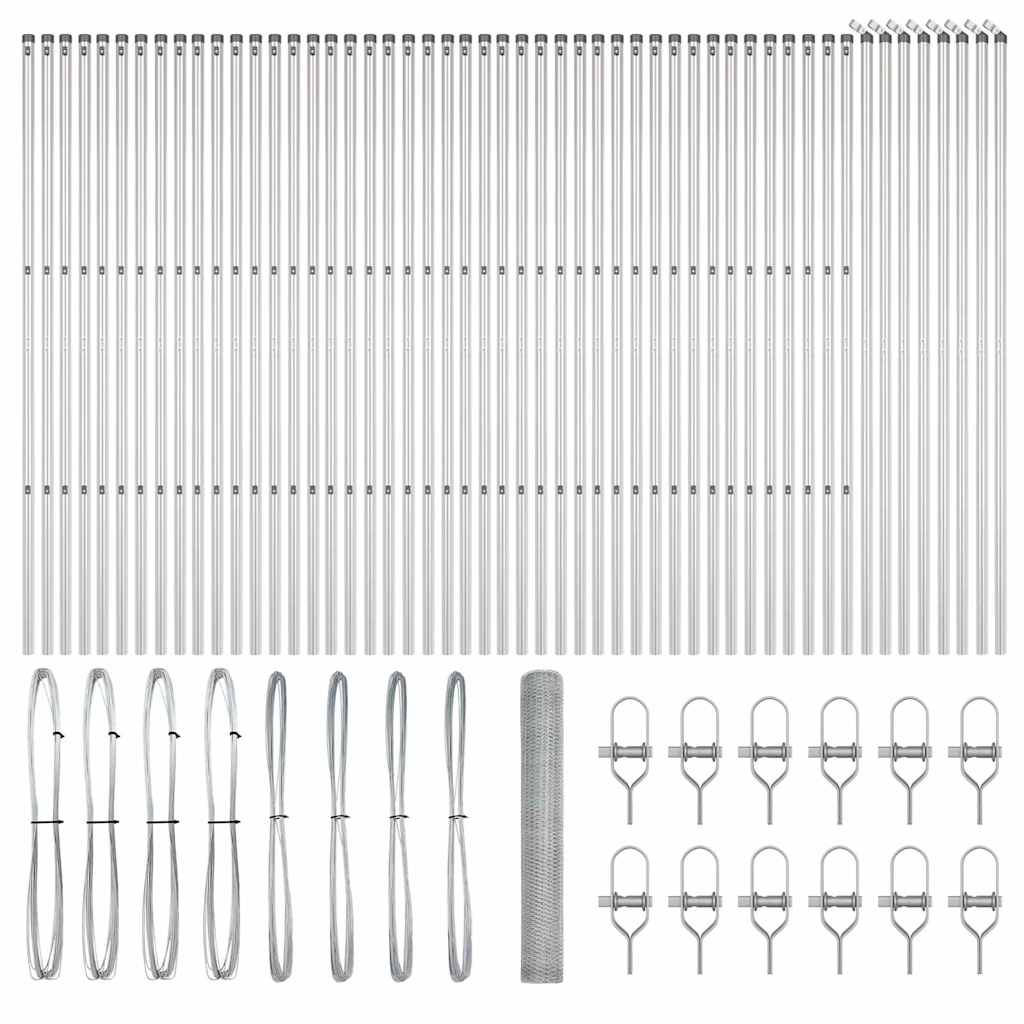 Fence with Posts Silver 1.2 x 100 m PVC-coated steel