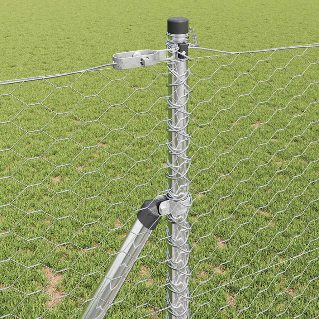 Fence with Posts Silver 1.2 x 100 m PVC-coated steel