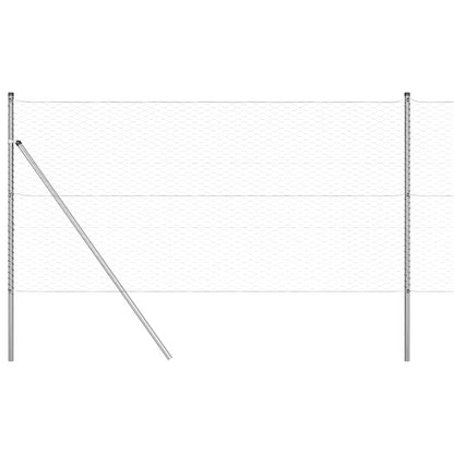 Fence with Posts Silver 1.2 x 100 m PVC-coated steel