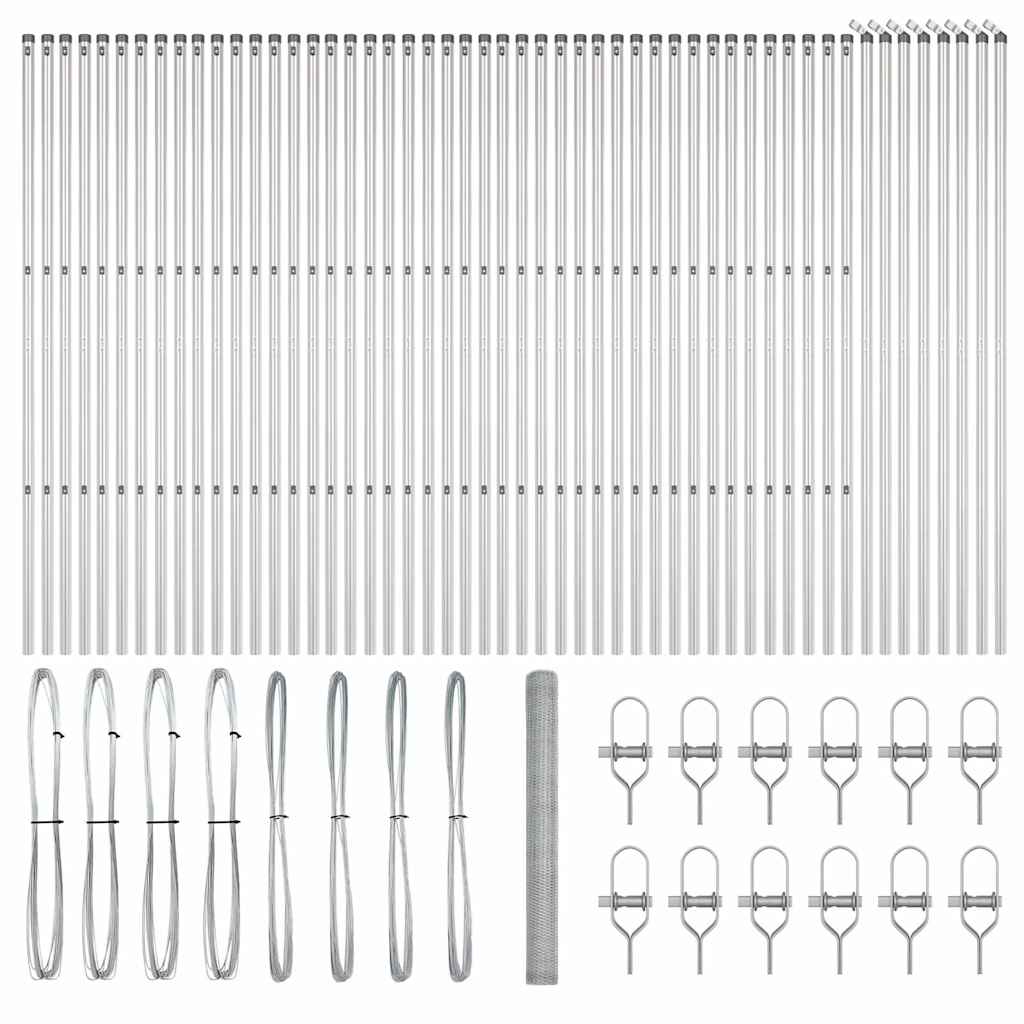 Fence with Posts Silver 1.5 x 100 m PVC-coated steel