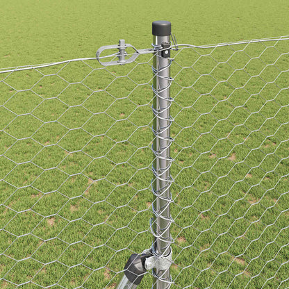 Fence with Posts Silver 1.5 x 100 m PVC-coated steel